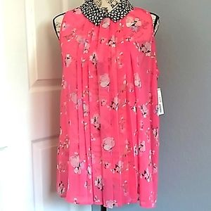 BisouBisou Pink Floral Tunic - Size Medium